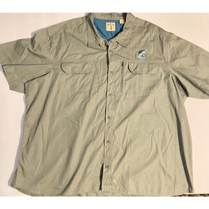 Men's Red Head Brand Co. Shirt 5XL Green Bass fish short sleeve collar shirt top